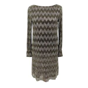 Banana Republic Chevron Shimmer Dress, Size 14, Silver & Gold Metallic, Wedding